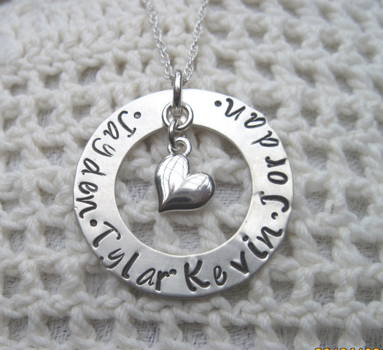 Gift fo Mother- Sterling Silver Mommy Necklace - The Circle of Love -  Mommy - Mother -  Grandma -  Necklace with up to Four Names