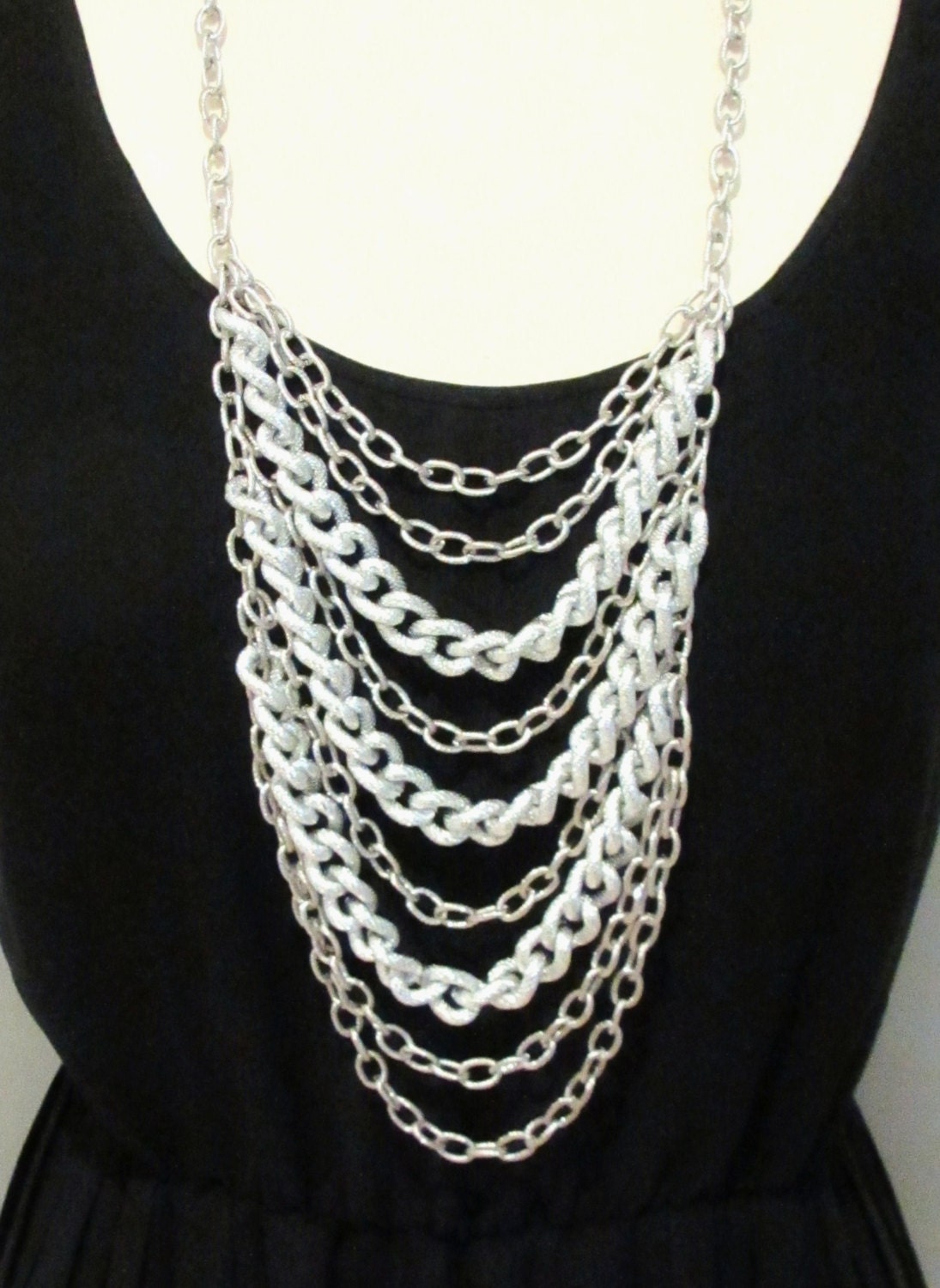 Long silver chain necklace statement necklace chunky chain necklace layered chain necklace mixed silver chain necklace-Paris Chain Necklace