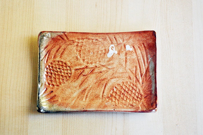 pine cone patterned small rectangular tray
