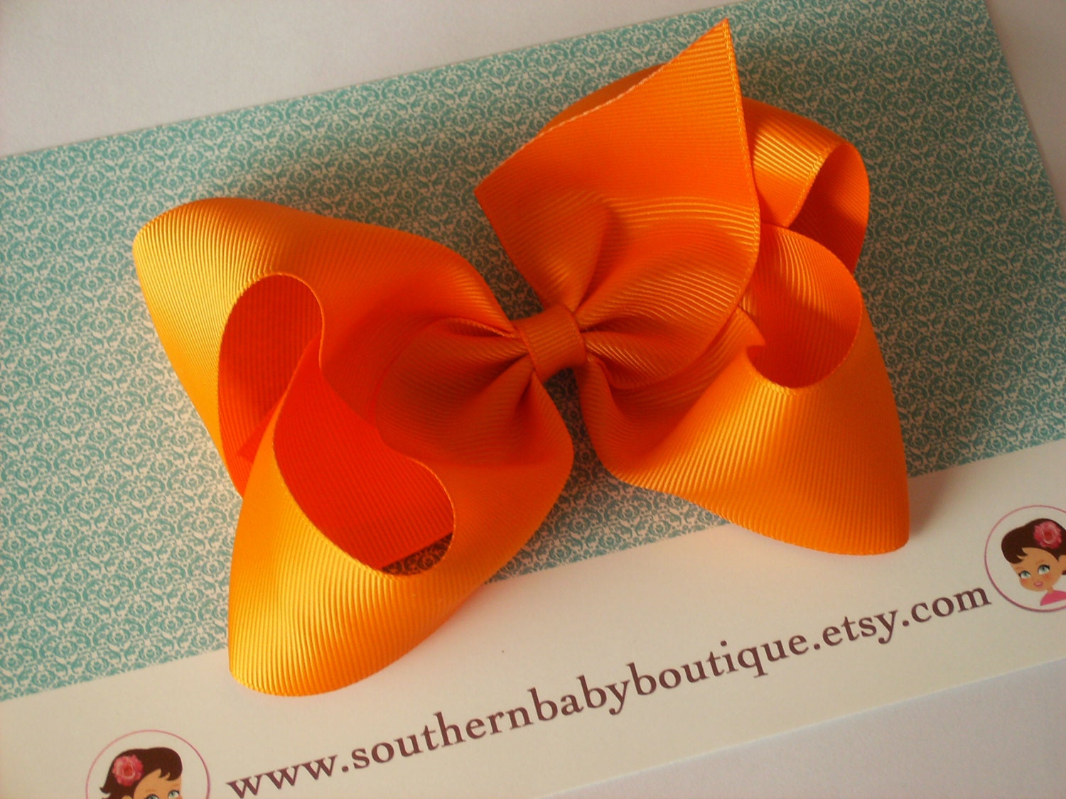 NEW ITEM------Simple X-Large 5.5 Inch Hair Bow-------TANGERINE