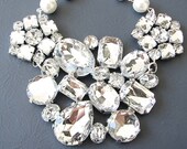 Bridal Jewelry Wedding Rhinestone Necklace Bridal Wedding Jewelry Statement Necklace Silver Jewelry