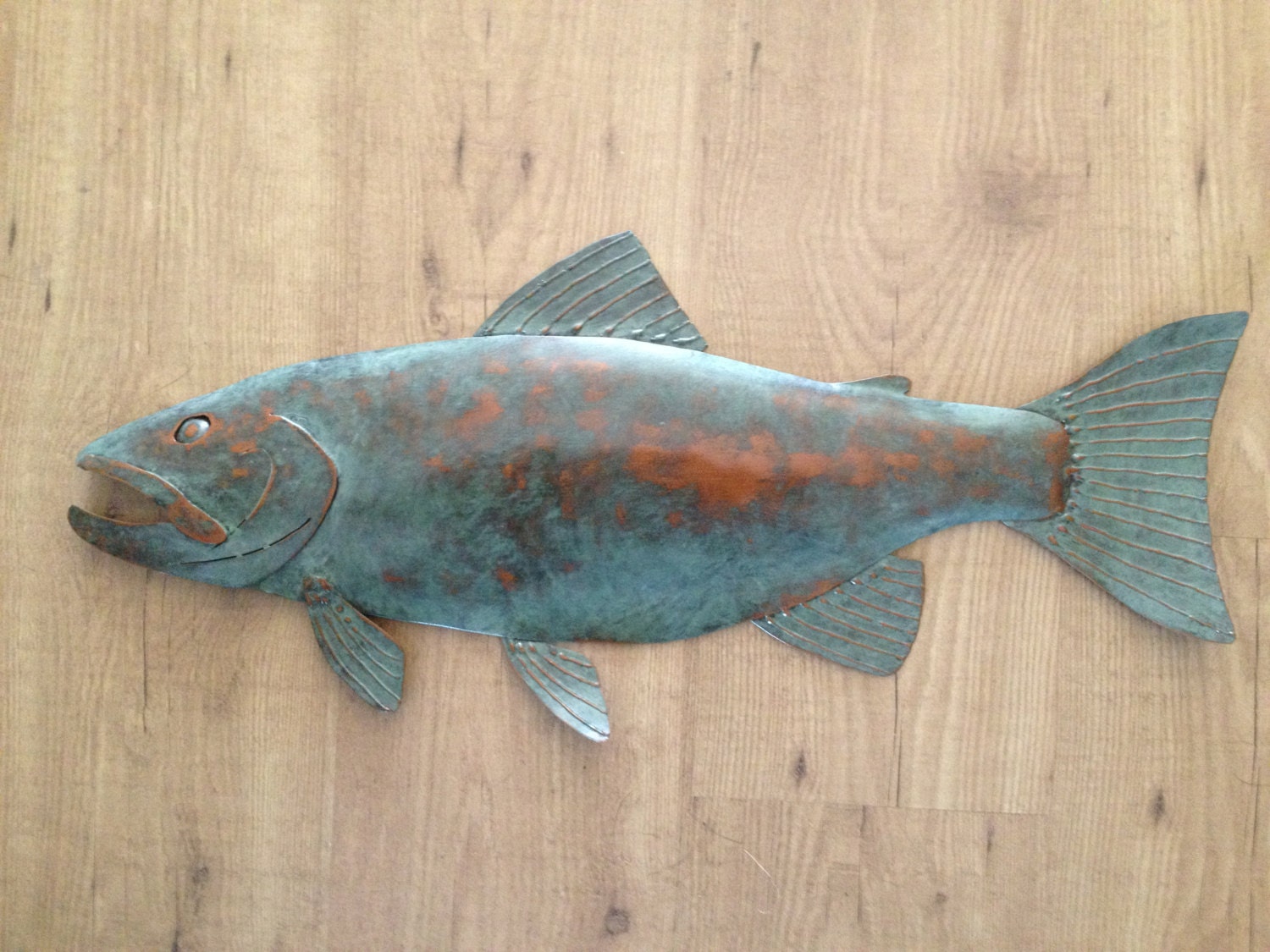 Fish Trout Metal Wall  Sculpture Lodge Cottage Lake Cabin Art