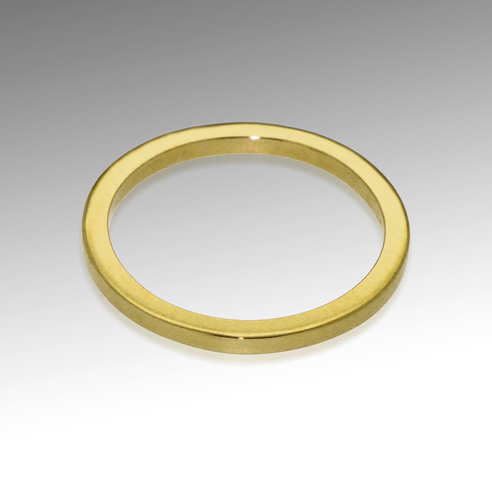 Simple Wedding  Band,  Stackable Square Wedding Band, Mens Wedding Band, Womens Wedding Ring, 14k Yellow Gold Band