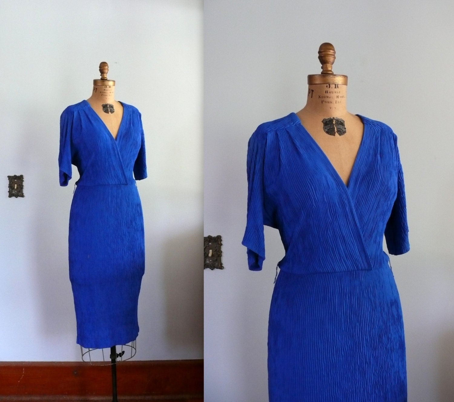 vintage 1980s Dress  // Cobalt Open Back Dress // Date Night