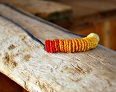 Ombre Solutions. Shades of Orange and Yellow Crochet Necklace on Adjustable Cotton Cord.