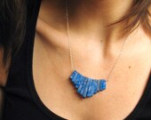 Lapis Lazuli Necklace, Sterling Silver, Fan Shape, Arrow Shape, Blue Stone - Blue Arrow Necklace