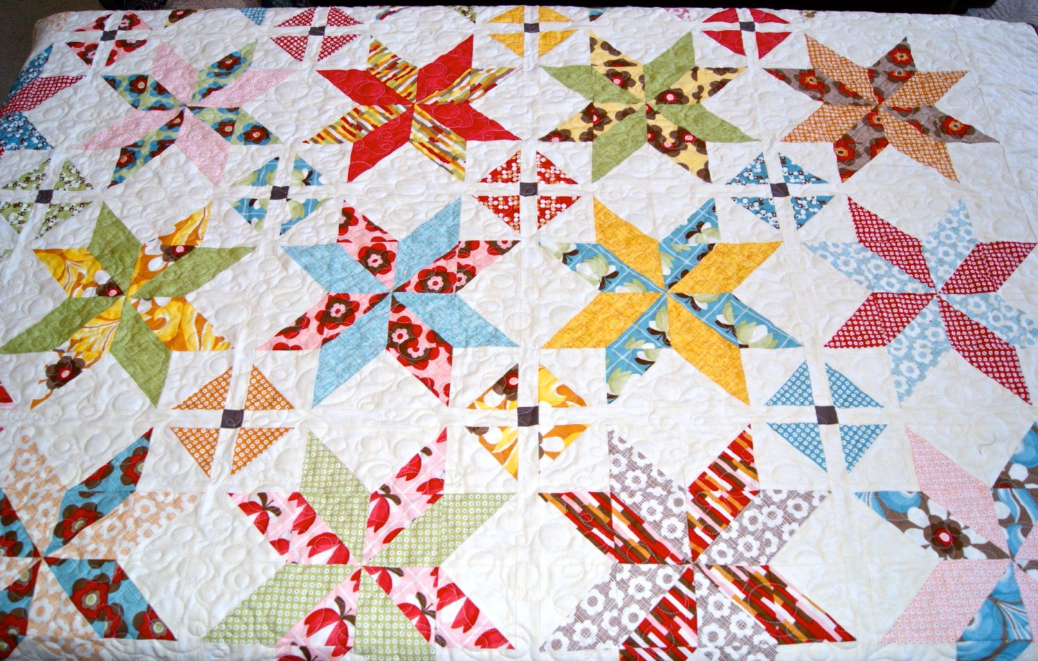 Quilt Throw Lap BOHO by Basicgrey Moda Modern Stars Colorful Scrappy Patchwork