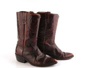Men's cowboy boots Vintage 1980s Men's Burgundy Acme Distressed size 9