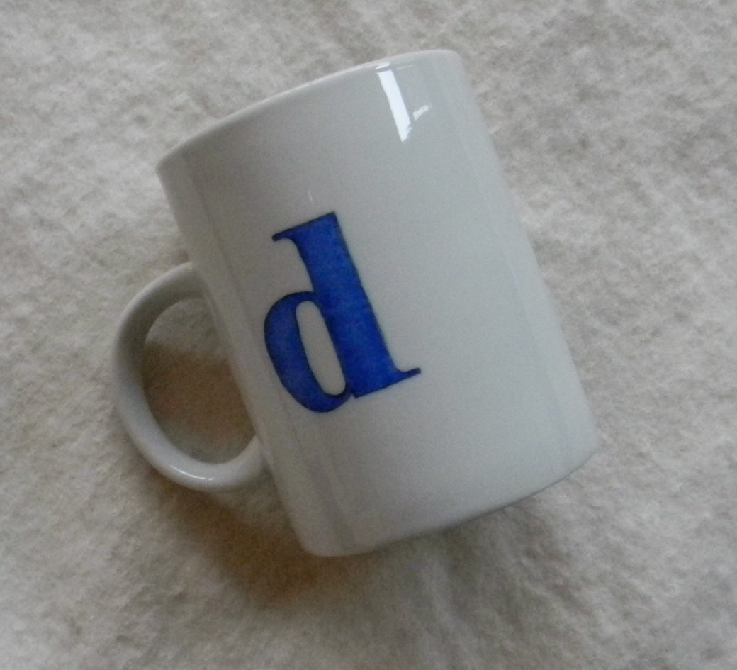 Hand painted porcelain custom personalized initial monogrammed coffee mug