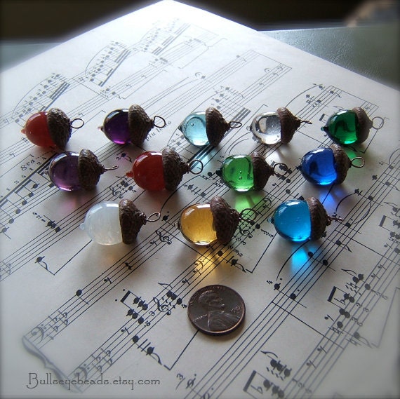 Choose your own Birthstone - Glass Acorn Necklace - by Bullseyebeads