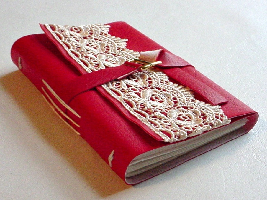 Great Mother's Day Gift Idea Vegan Faux Leather Journal/ Notebook-Red