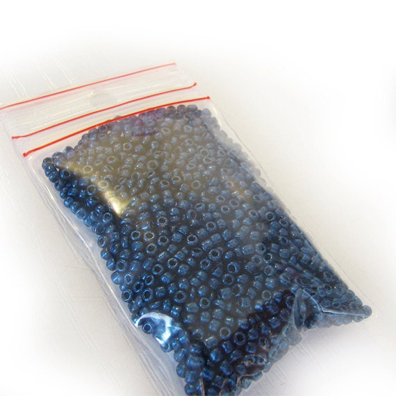 Metallic Blue Glass Seed Beads - Size 10