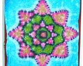 Tie Dye Tapestry Wall Hanging or Tablecloth - Lotus Blossom Mandala -  38 x 30