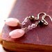 Pink, lavender, and black long dangle earrings in sterling silver hand forged earwire
