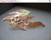 Memorial Day SALE Long Double Flame post earrings in copper, bronze or two tone copper/bronze on sterling posts