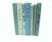 Vintage Soft Green & Blue Books -  Home Decor - Photo Prop - Instant Library - Vintage Wedding - Table Settings - Display - Shabby