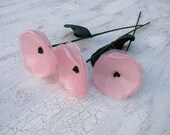 Flowers with stems, home decor, fabric flowers, handmade organza flowers- set of 3 pcs- PALE PINK POPPIES (as seen in Brides magazine)