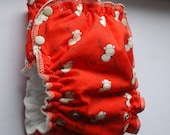 medium large - size 2 - esbaby fitted cloth diaper - monkeys on red