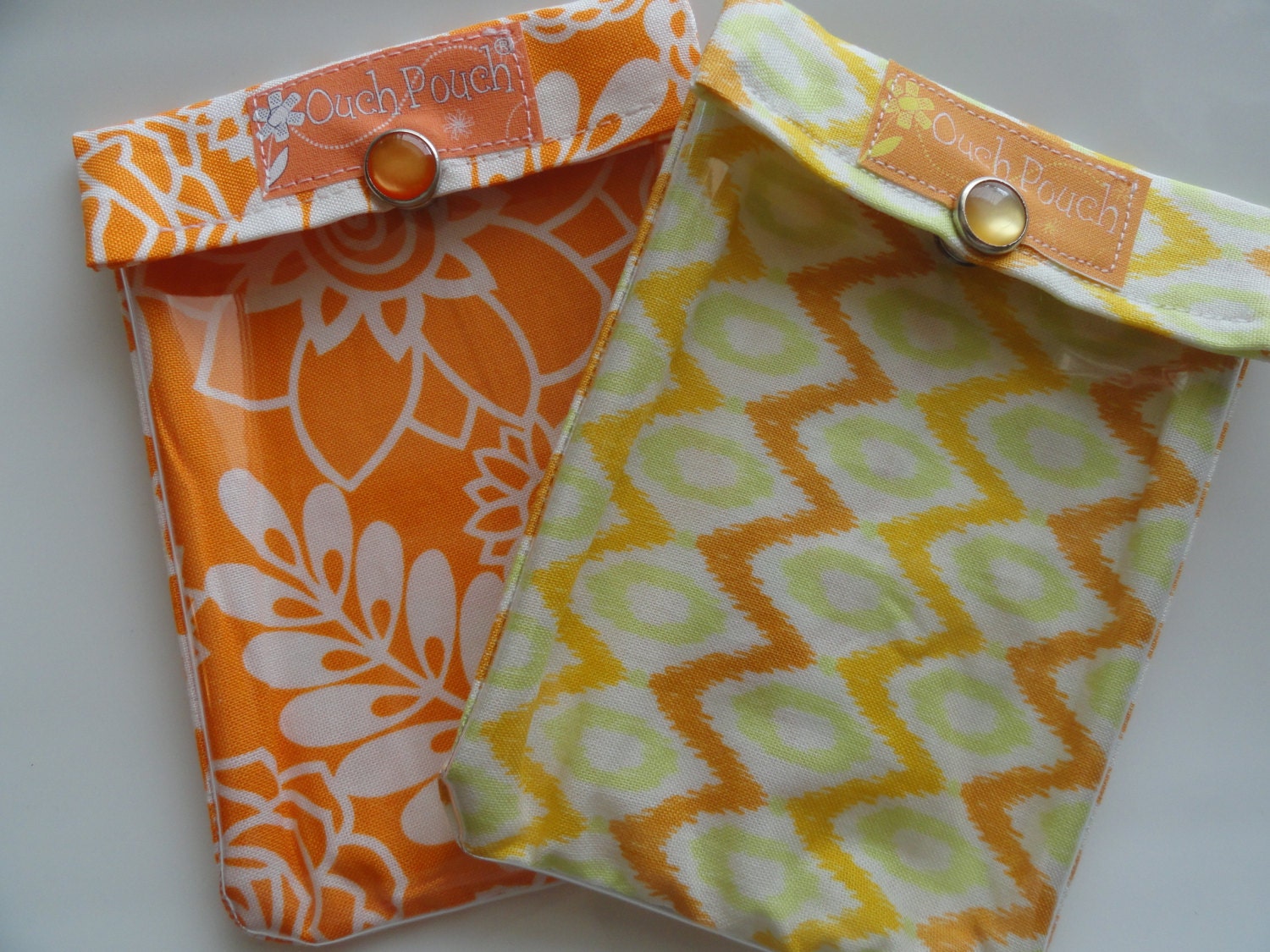 Ouch Pouch 2-Pack (Small 4x5) Clear First Aid Travel Organizers Car Purse Beach Bag Summer Vacation - You Choose Fabric