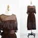 vintage 1910s dress / 1920s dress / Heavily Beaded Brown Silk Chiffon Couture Flapper Dress
