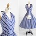 vintage 1950s dress / 50s dress / Blue and White Gingham Polished Cotton Halter Dress with Matching Wrap