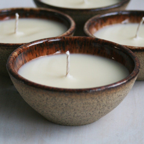 Vanilla Soy Candle Small Prep Bowl Beautiful Raw Stone Candle Holder with Hand Poured Soy Wax Eco Friendly USA