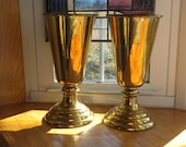 vintage brass vases, Sudbury Brass Company, Altar ware, 2 matching heavy flower vases