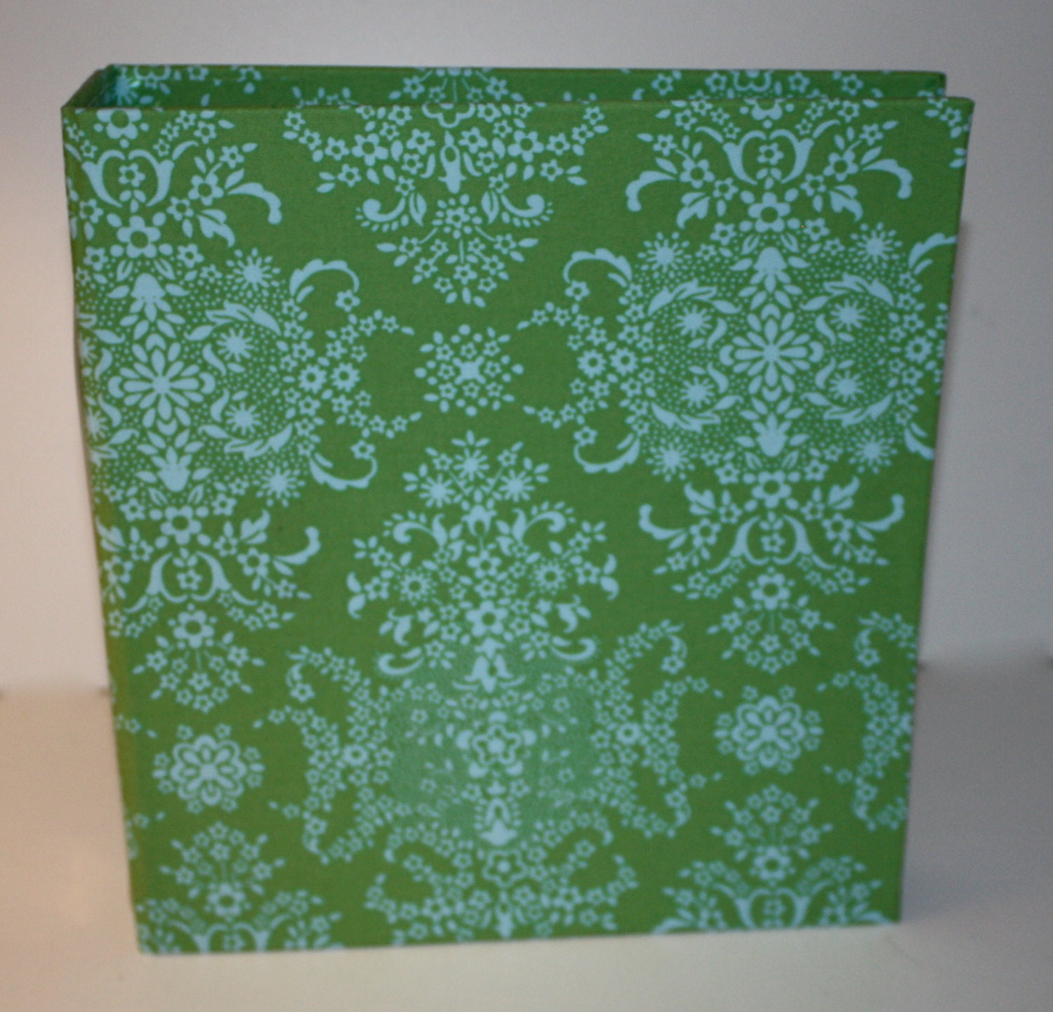 Recipe Binder or Photo Album ... Blue and Green Flora .. 9.5 x 9.5 inch ... 1 inch rings