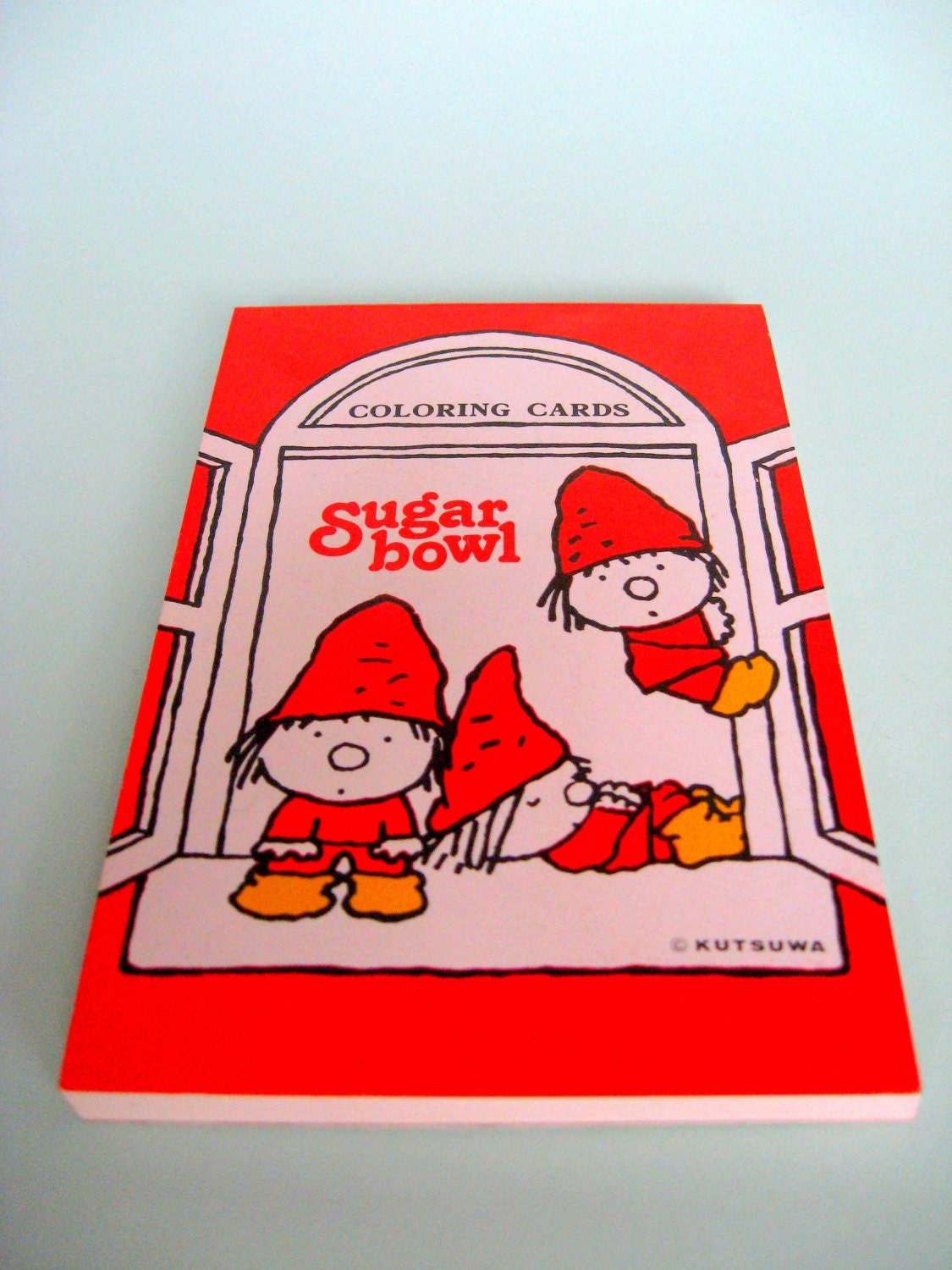 Vintage Kutsuwa RARE Japan Sugar Bowl Coloring card post card note pad1980's