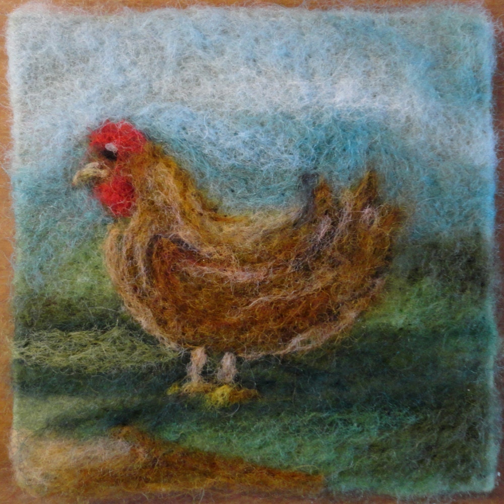 009 "Little Red Hen" Thyme Tile Needle Felting Pattern Kit