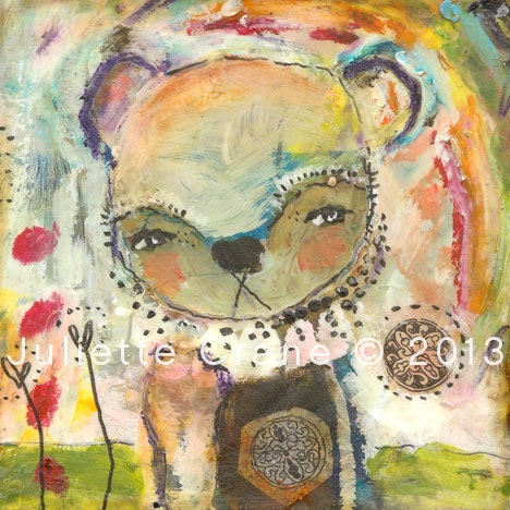 Mixed Media Art- Imagine - 8x8 inch Print of a Reproduction of the Original Painting by Juliette Crane