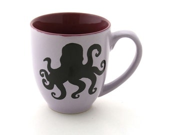 Octopus Mug in Purple can be personalized