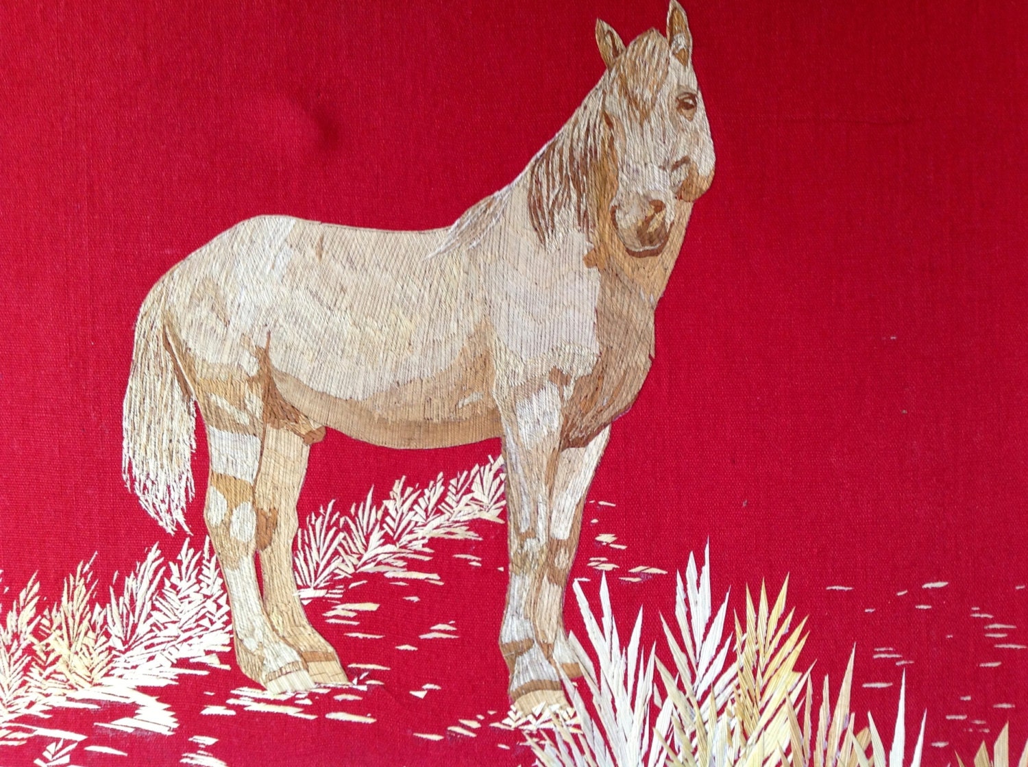 Wild Horse  Handmade with rice leaves.  Horse in the wild. Start your rice straw art collection Today