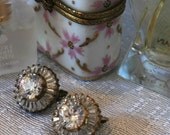 Quality Rhinestone Earrings, Vintage Bride, Brilliant Open Back Setting, Minty Clips