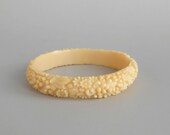 Vintage Celluloid Bangle Bracelet. 1930s. Neutral. Floral.