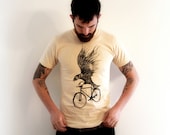 Mens Black Bird on a Bicycle - American Apparel T Shirt XS S M L XL XXL (Custom colors available)