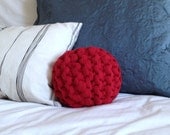 Super Chunky Knit Sphere Pillow - Cherry