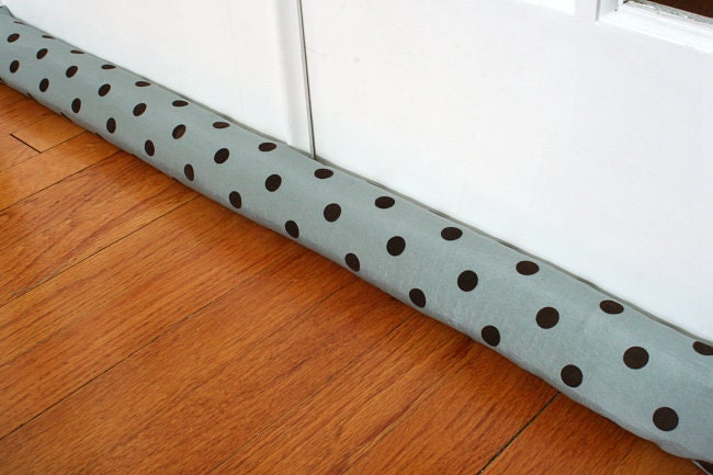 Draft Stopper, Door Snake, Teal, Brown, Polka Dots. 57