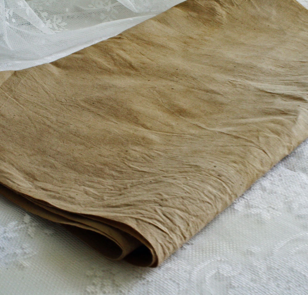 Coffee and Vanilla Stained Muslin Fabric by the yard