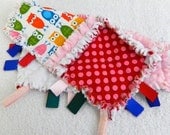 SALE Owl Ribbon Lovey - Rag Baby Blanket