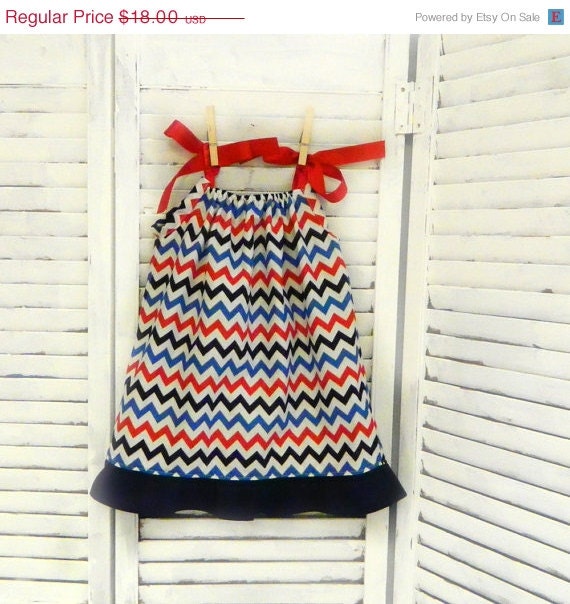 SALE Chevron Dress - Red, White, & Blue- newborn - 5T