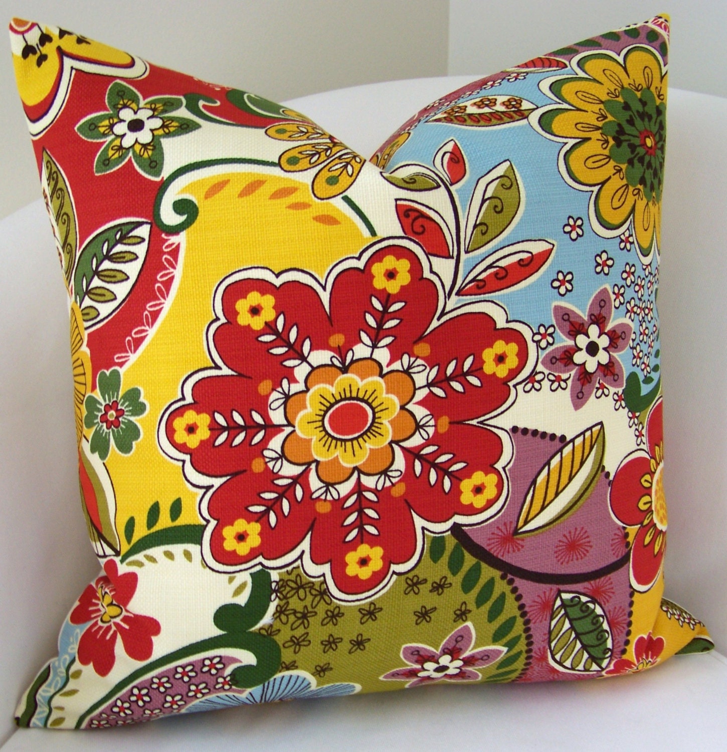 Floral Decorative Pillow Cover 20 x 20 Accent Cushion Throw Colorful