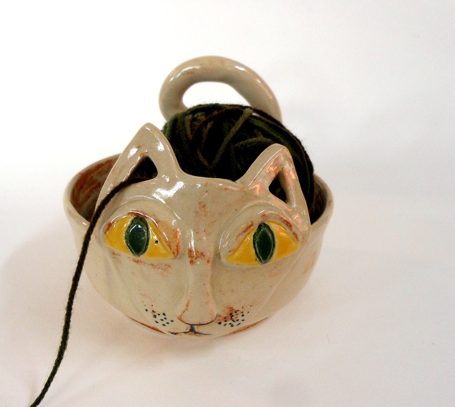 Kitty Cat Ceramic Yarn Bowl