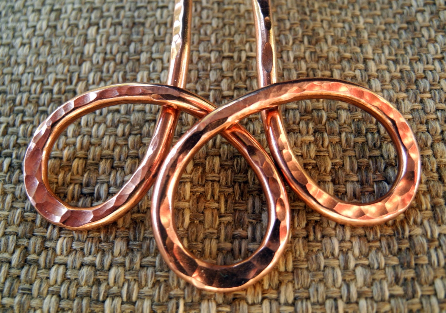 Metal Hair Fork - Copper Loops, celtic, swirls, hair pin, hair comb, long hair bun holder, trefoil, triple loop