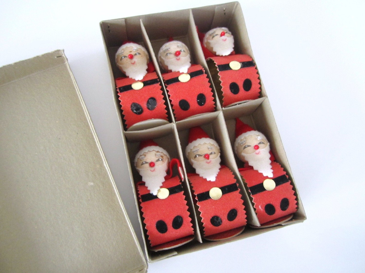 Vintage Santa Napkin Rings CHRISTMAS Spun Cotton