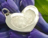 Sterling Silver Custom Two Become One Fingerprint Tip Heart Pendant