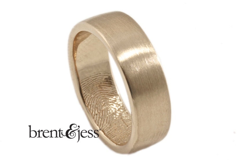 14K rose gold Fingerprint  ring with TIP print 6mm SIZE10 Custom Fingerprint Ring