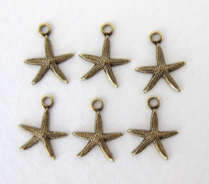 Tiny Antiqued Brass Ox Sea Star Charm Star Fish Drop 11mm chm0191 (8)