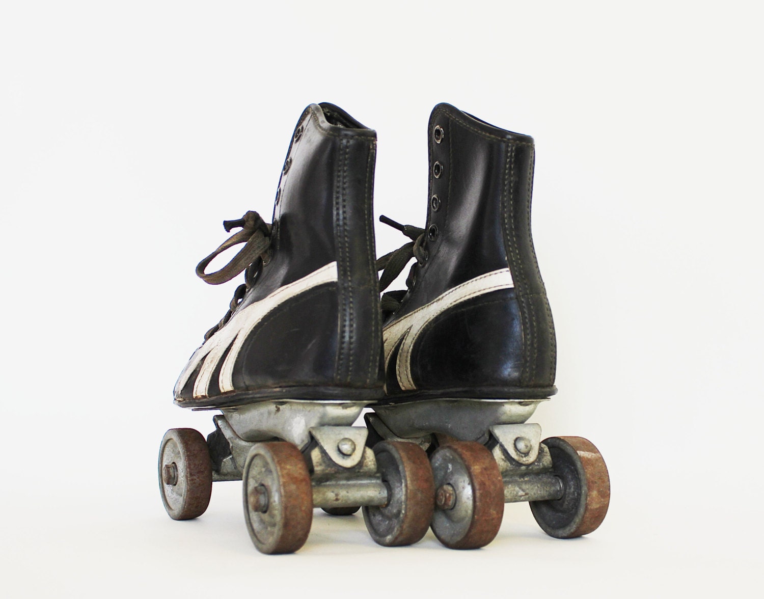 Meet You at the Rink - Vintage Roller Skates - Antique - Black - White - Leather - Home Decor - Kids