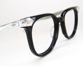 Vintage Mens 50s Black Horn Rim Mid Century Frame NOS